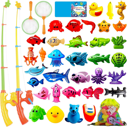 CozyBomB™ Magnetic Fishing Toys Game Set for Kids | Water Table Bathtub Kiddie Pool Party & Pole