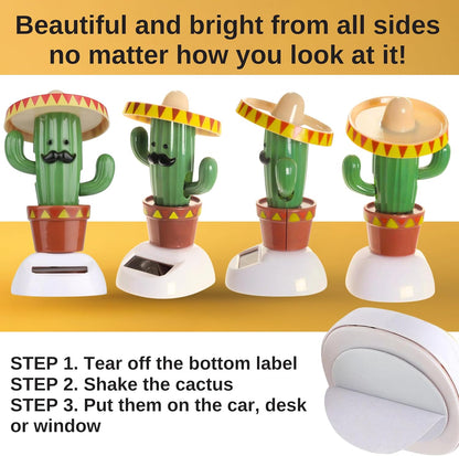 Solar Powered Dancing Cactus Toy – Sun Power Swinging Animated Bobble Dancer Solar Toys for Car Dashboard Dancing Cactus Holiday Car Decoration Solar Figures for Office Home Desk