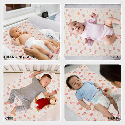 Vegan Leather Baby Changing Mat - Wipeable Portable Changing Pad, Foldable Travel Changing Mat for Baby, Newborns Toddlers Shower Gifts (Rainbow,20"*28")