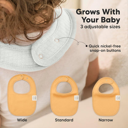 8-Pack Organic Baby Bibs for Girls, Boys - Quilted Cotton Cloth Baby Drool Bibs for Drooling and Teething Toddler, Newborn, Infant, Soft & Super Absorbent (Sahara)