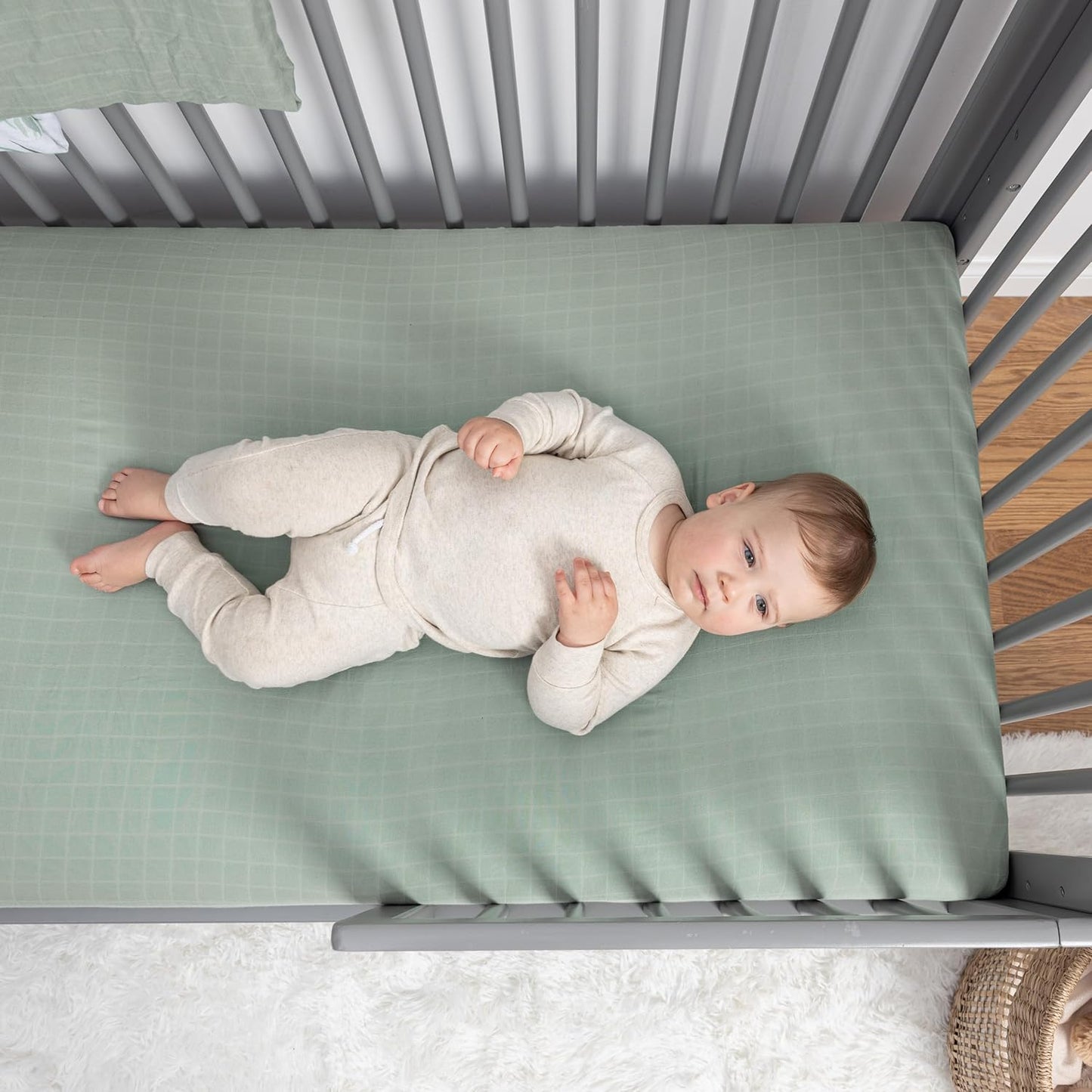 Organic Muslin Fitted Crib Sheet - Organic Crib Sheet for Standard Crib and Toddler Mattresses