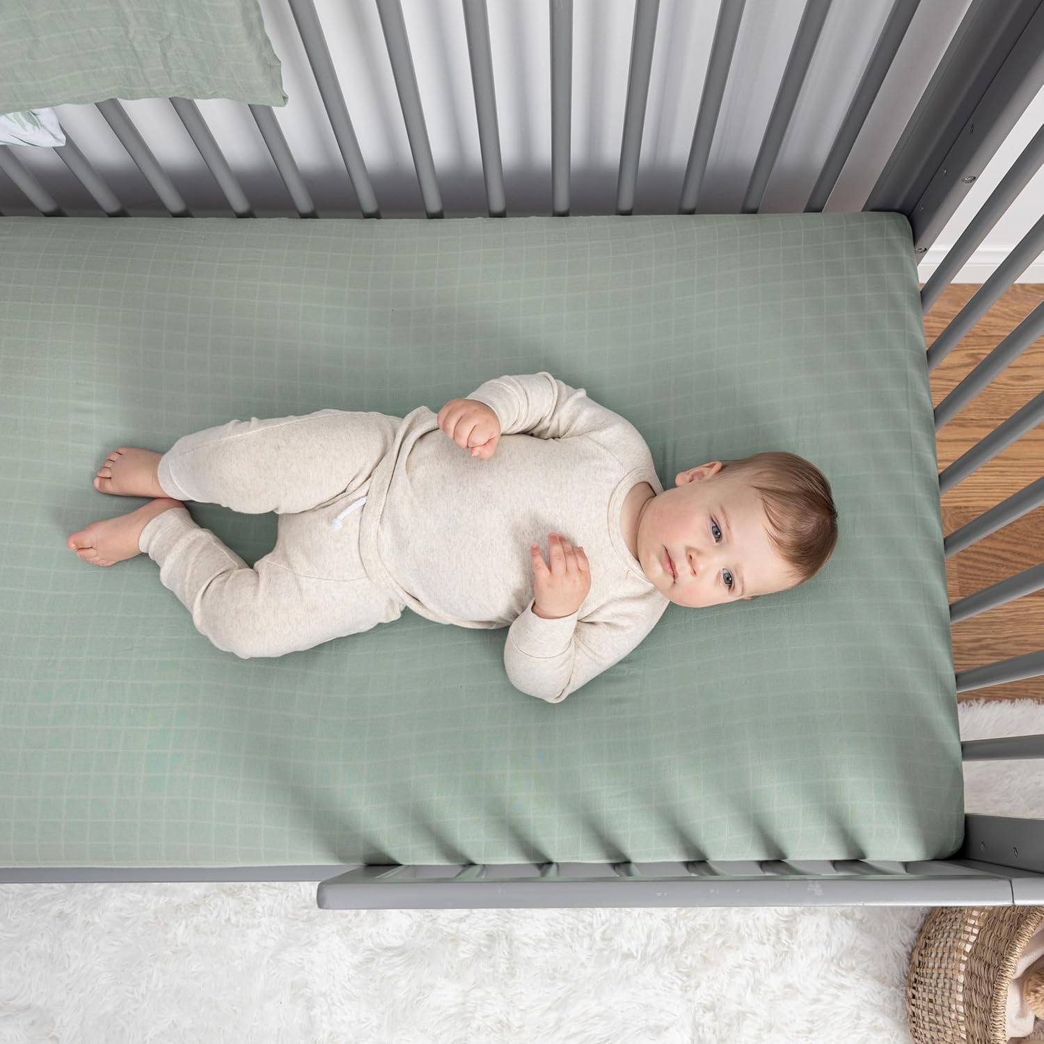 Organic Muslin Fitted Crib Sheet - Organic Crib Sheet for Standard Crib and Toddler Mattresses