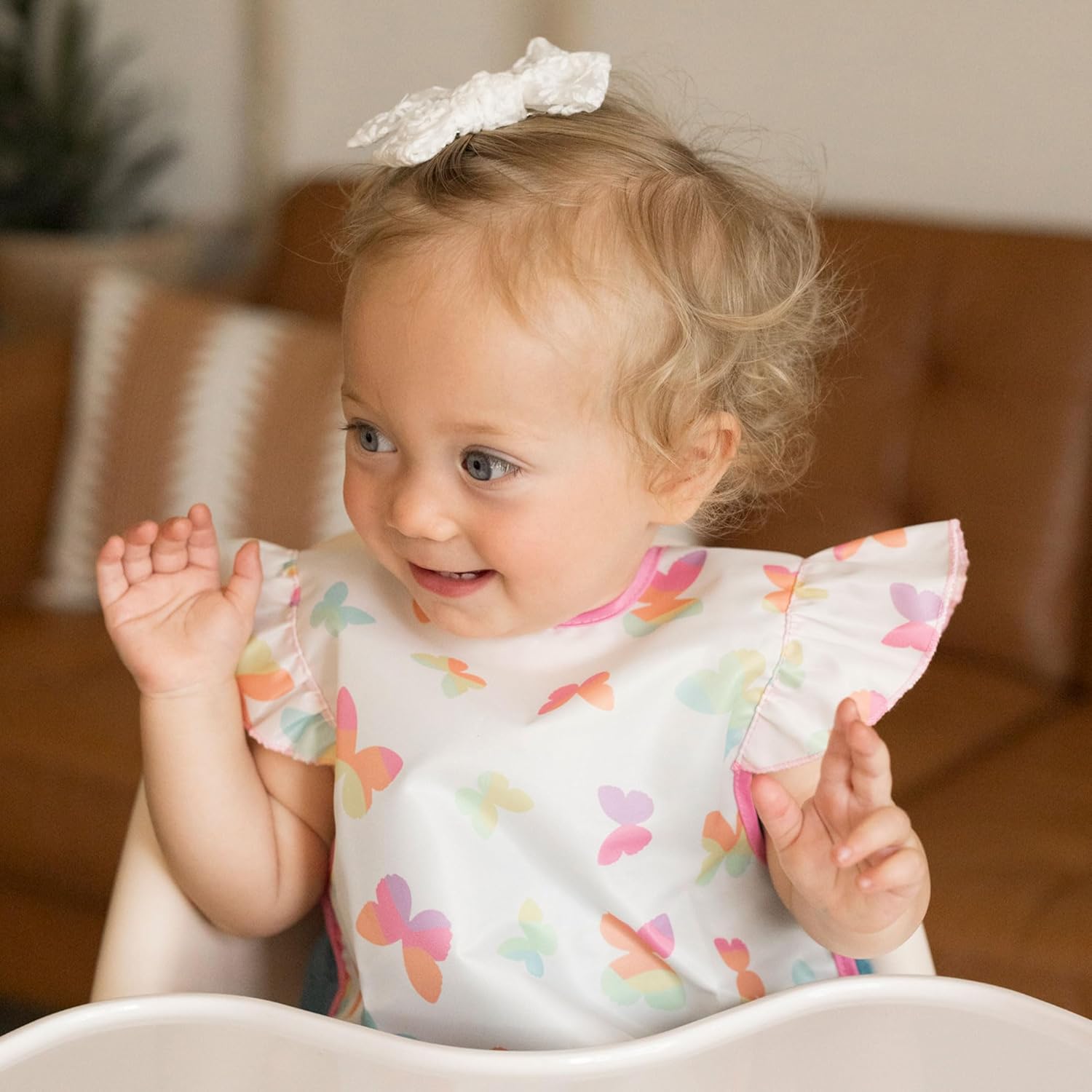 Tiny Twinkle Mess Proof Baby Bibs for Eating | Waterproof, Wipeable Toddler Bibs | Travel Friendly
