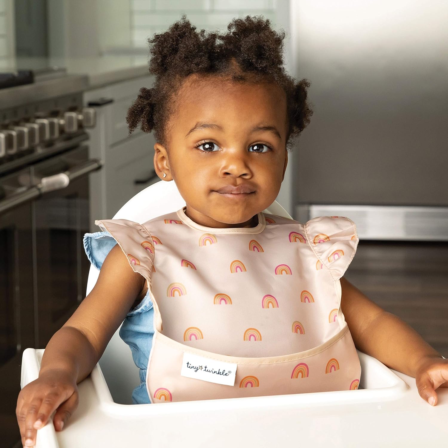 Tiny Twinkle Mess-Proof Baby Bib - Waterproof Bib for Baby Girl - Machine Washable - Adjustable