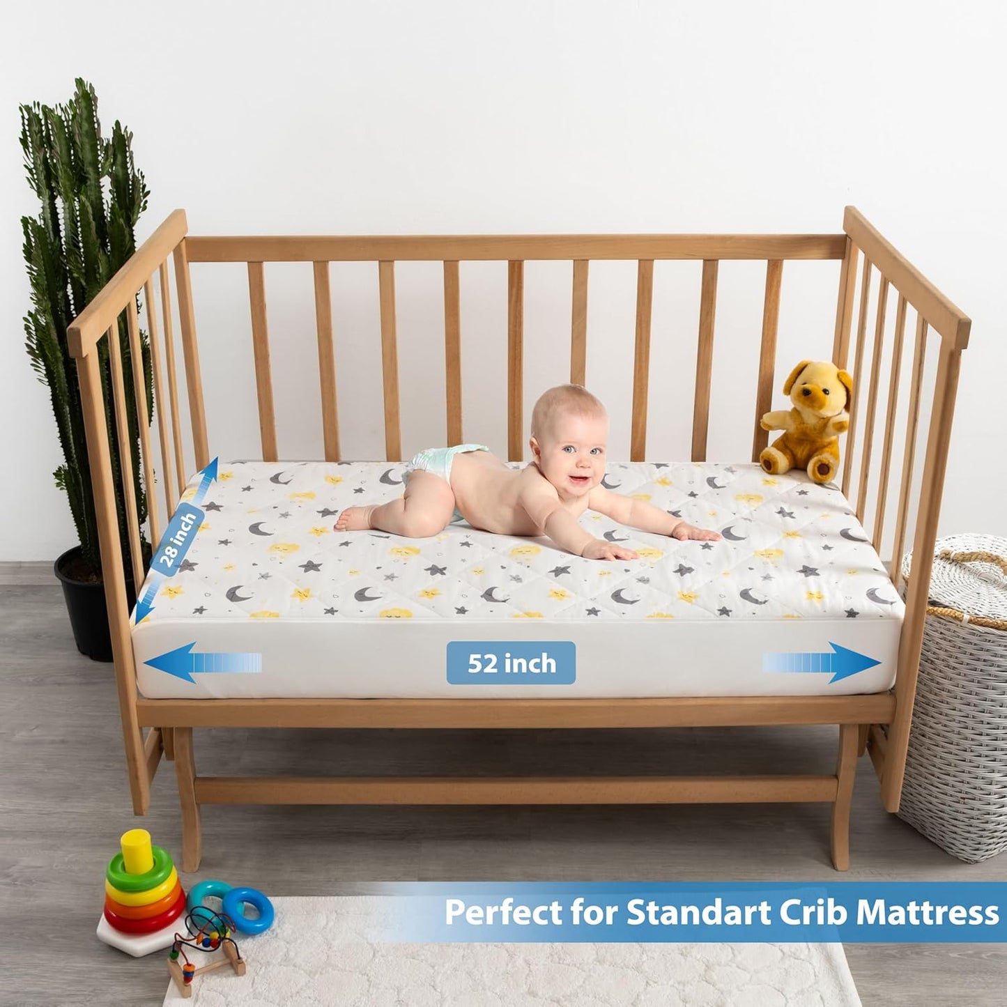 Waterproof Crib Mattress Protector Sheets,%100 Cotton Fabric, Absorbent Crib/Toddler Mattress