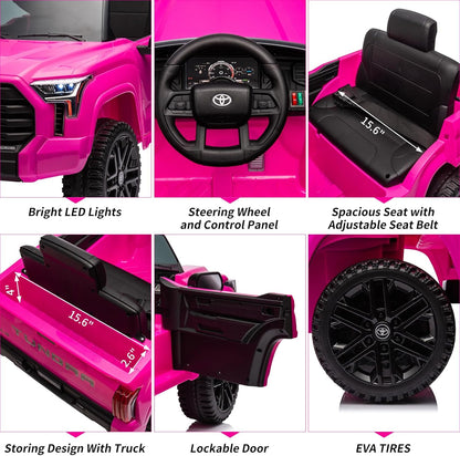 Electric Car for Kids, Licensed Toyota Tundra 12V Electric Truck, Off-Road Kids Car w/Remote, Spring Suspension & 3 Speeds, LED Headlights, Ride-On Toys for Boys/Girls
