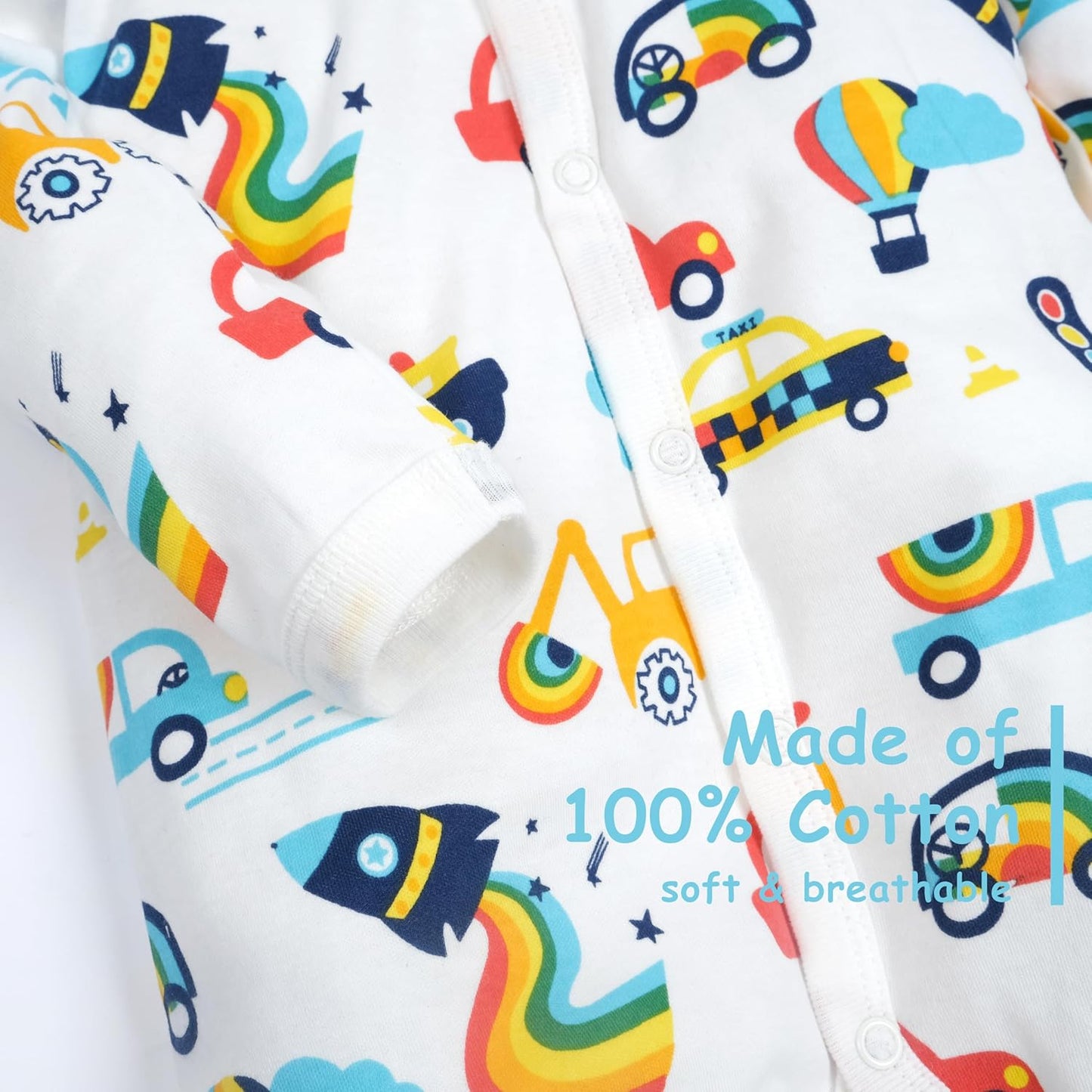 Baby Boys Girls Cotton Footies Multi Pack Long Sleeve Baby Footed One-Piece Jumpsuit Multi Pack