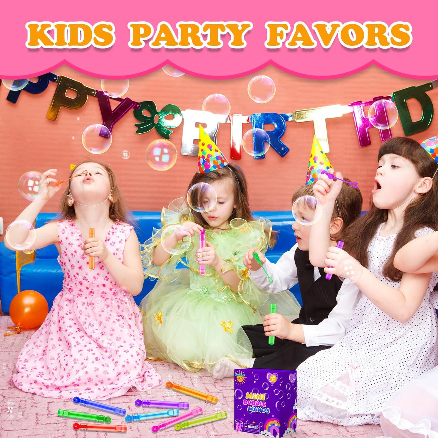 Kids Party Goodie Gift Bag Stuffer Fillers,32 Pack Mini Bubble Wand Toys,Small Halloween Pinata Birthday Party Favors Supplies for Boys Girls,Wedding Camping Classroom Prizes Treats for Toddlers