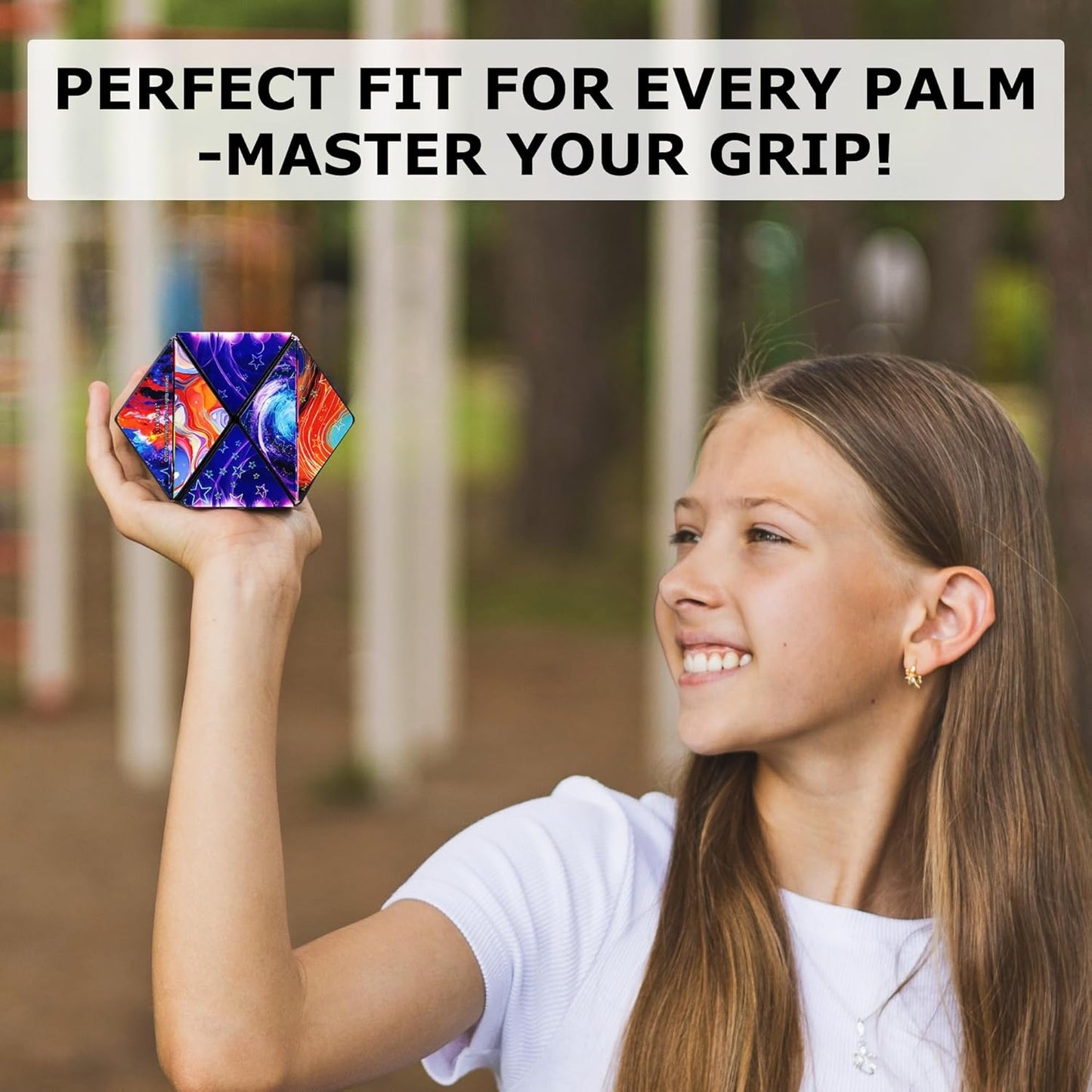 SHASHIBO Shape Shifting Box - Award-Winning, Patented Fidget Cube w/ 36 Rare Earth Magnets - Transforms Into Over 70 Shapes, Download Fun in Motion Toys Mobile App (Holographic - Cosmos)