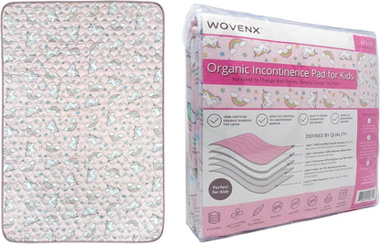 Organic Incontinence Pads for Kids & Toddlers - 5 Layer Waterproof Protectors for Overnight Bed