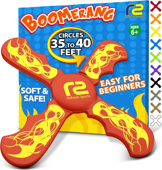 Boomerang for Kids - It Really Does Fly Back - Fun & Easy to Use Toy Gifts for Boys & Girls - Soft Foam Design Allows for Safe Play Perfect Beginner Toy Gift Idea & Kids Boy Birthday Party Activity