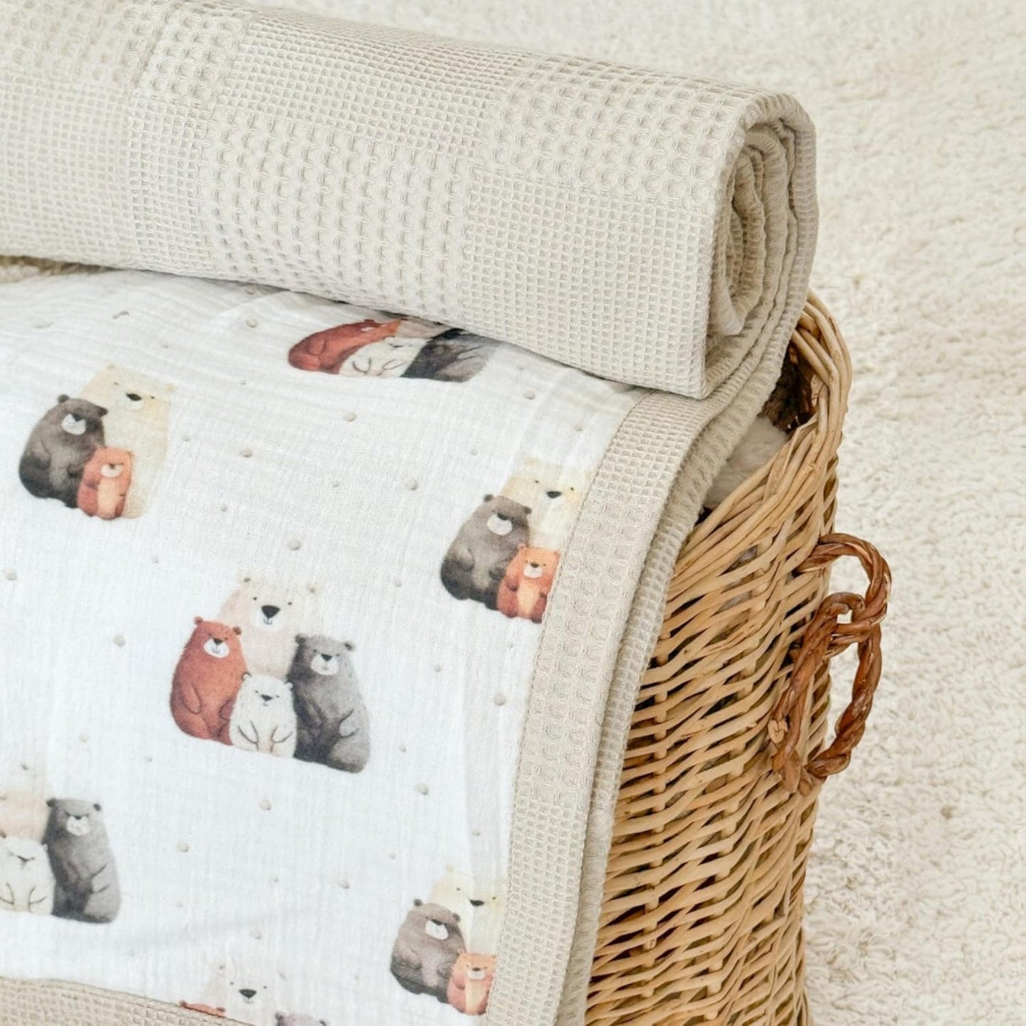 Personalized Baby Blanket with Name – Handmade 100% Organic Cotton Newborn Gift | Custom Knit
