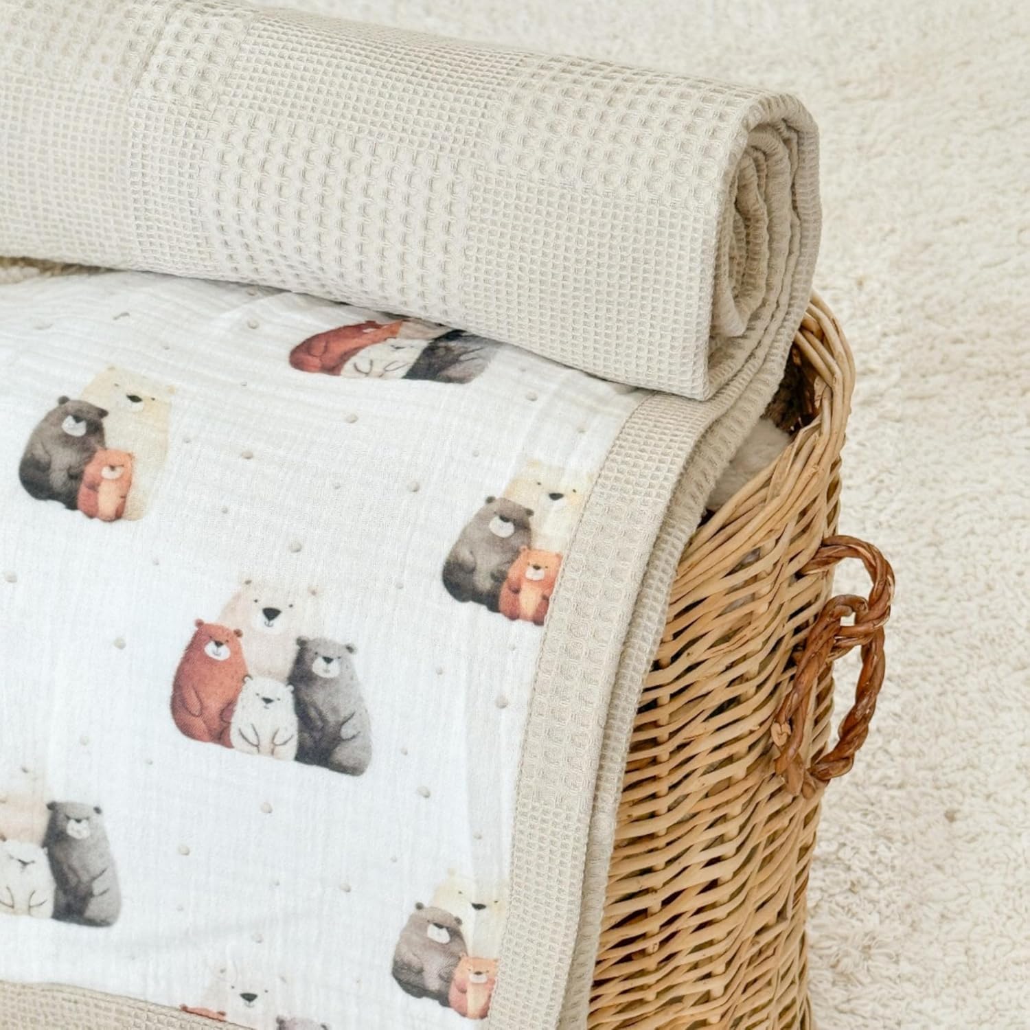 Personalized Baby Blanket with Name – Handmade 100% Organic Cotton Newborn Gift | Custom Knit