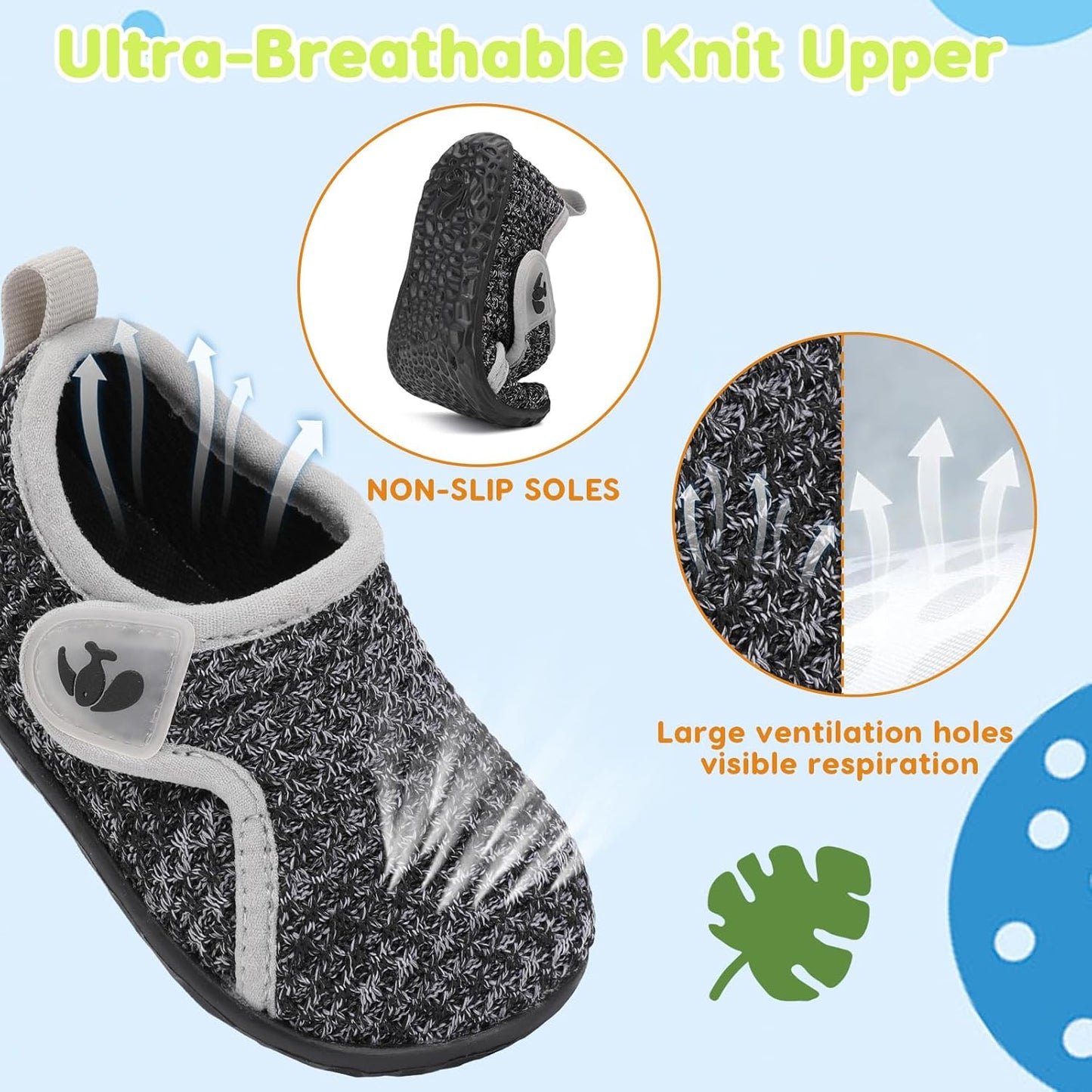 FEETCITY Baby Boys Girls First Walking Shoes Infant Sneakers Crib Shoes Breathable Lightweight Slip On Shoes