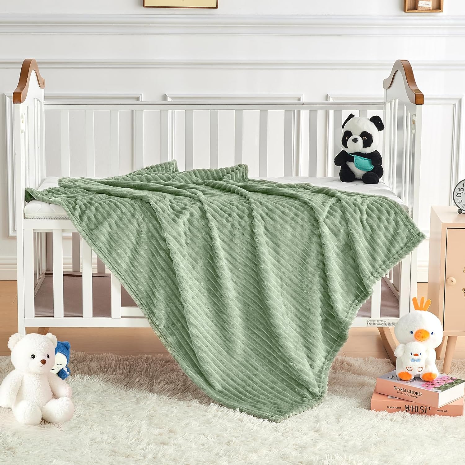 Soft Fleece Baby Blanket Ultra Cozy Green Baby Blankets for Boys Warm and Lightweight Infant