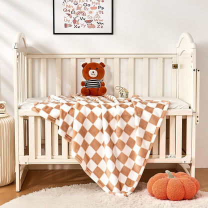 Yurhap Checkered Baby Blanket Fleece Baby Blankets Neutral for Boys Girls, Super Soft Warm