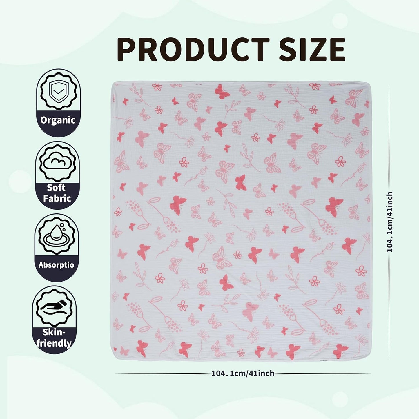 Muslin Swaddle Blankets for Newborn, 2 Pack Breathable Soft Receiving Blanket, Large 41 x 41 inches