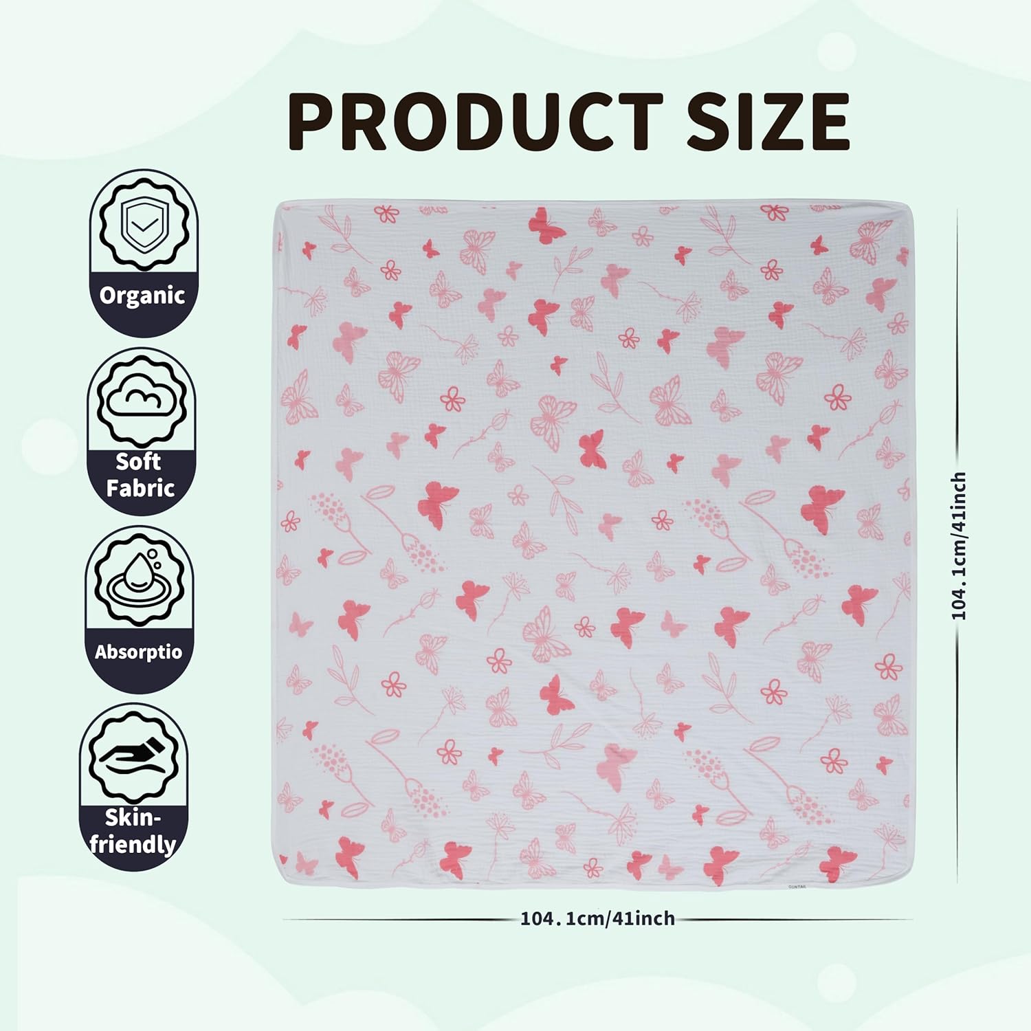Muslin Swaddle Blankets for Newborn, 2 Pack Breathable Soft Receiving Blanket, Large 41 x 41 inches