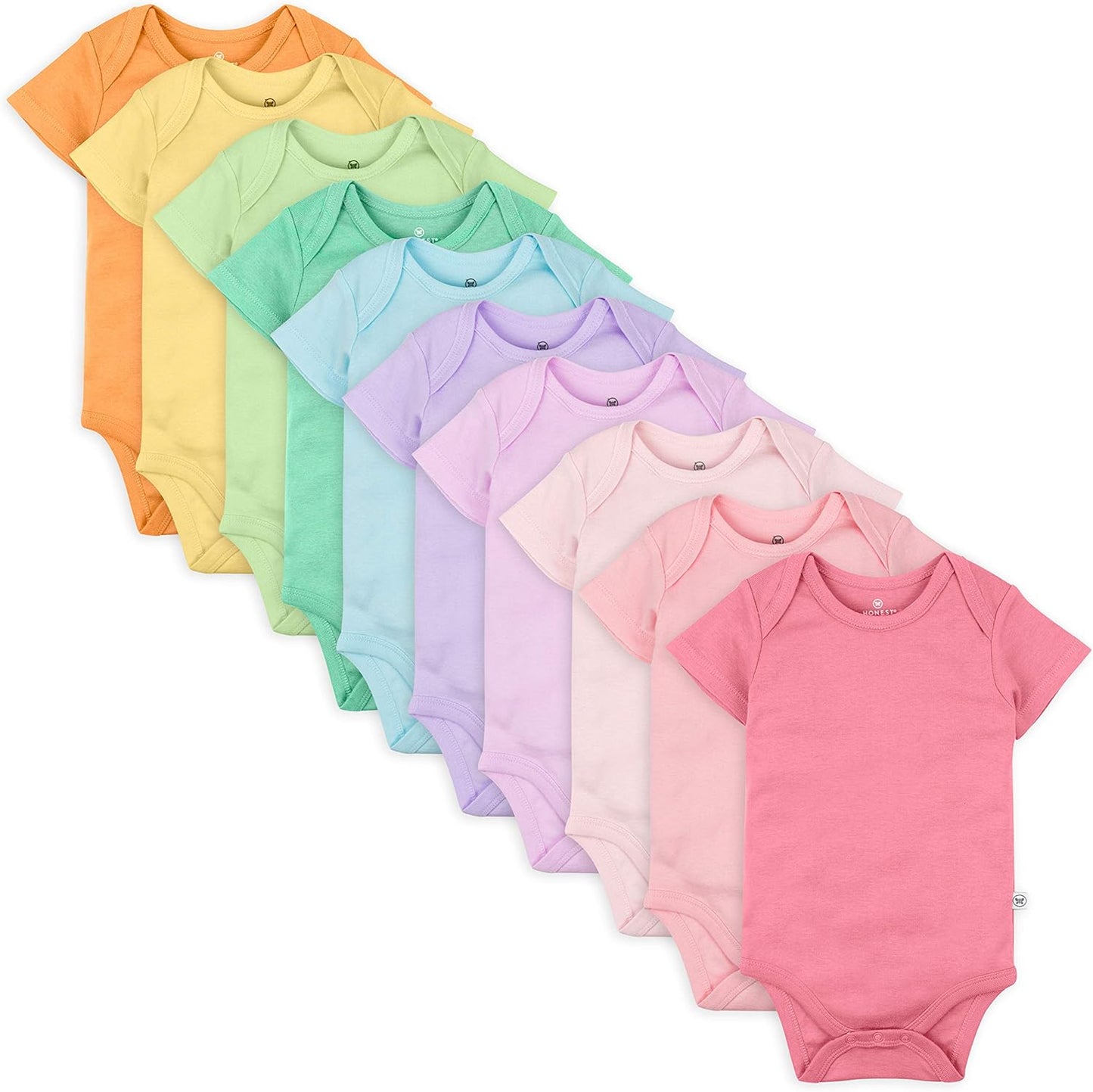 HonestBaby unisex-baby 10-pack Short Sleeve Bodysuits One-piece 100% Organic Cotton for Infant Baby Boys, Girls