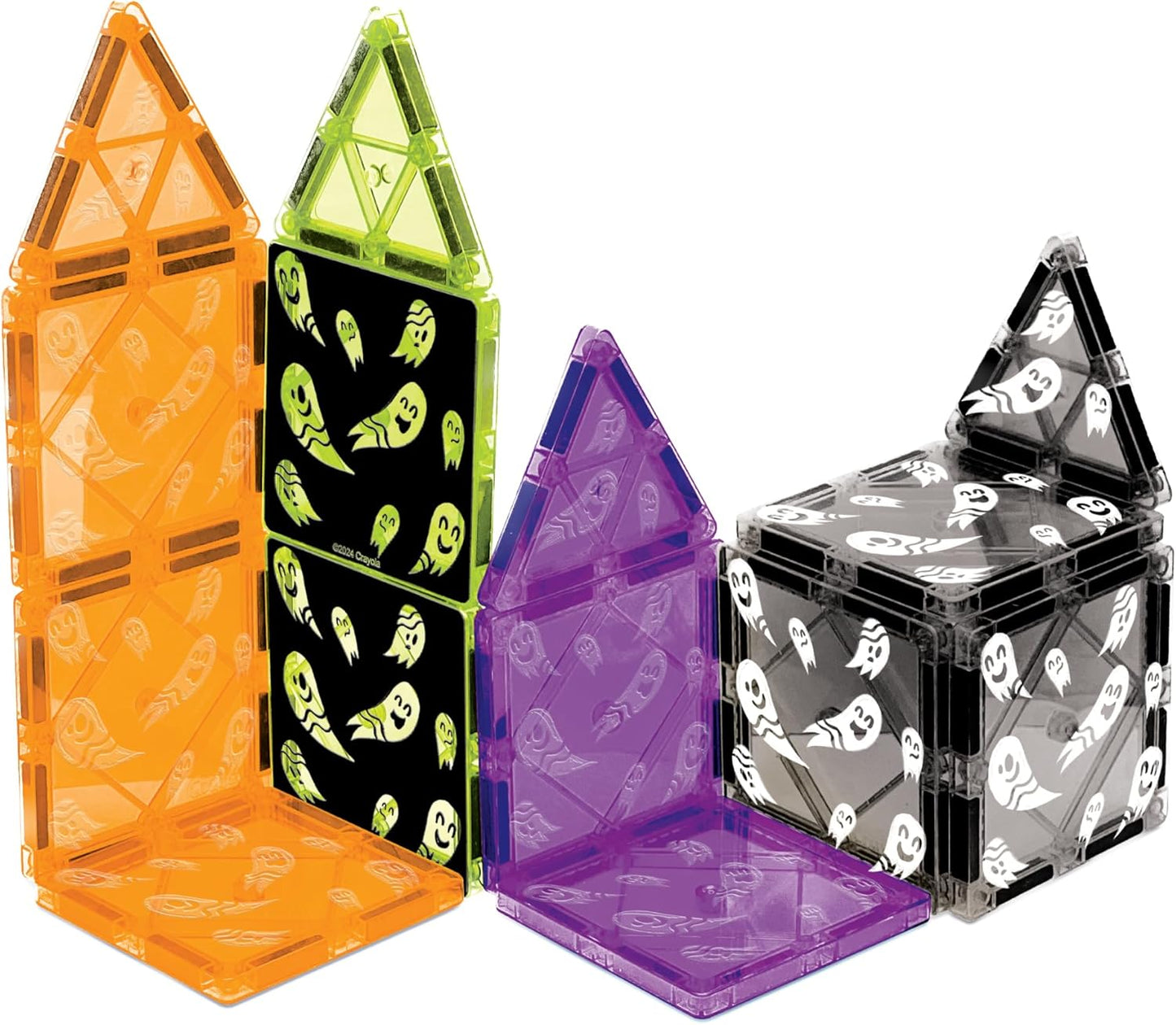 CreateOn Crayola Halloween Glow in The Dark Magnetic Tiles Set, Building Set for Kids, STEM Toys for Boys and Girls Ages 3 and Up, 14-Piece Set