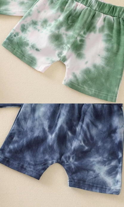 Toddler Baby Boy Summer Outfits Clothes Tie Dye Shirt and Short Set for Boys 4-Piece