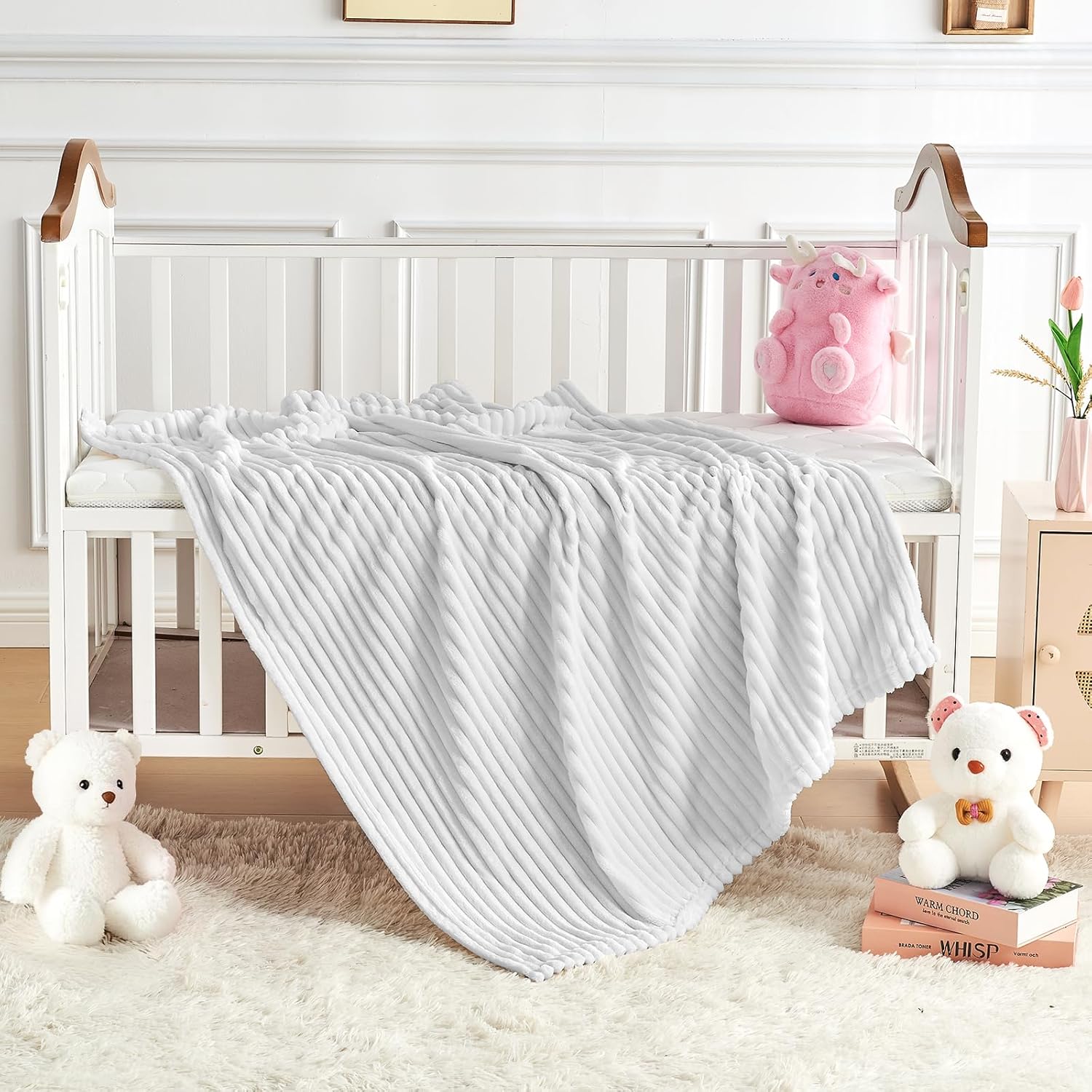 Soft Fleece Baby Blanket Ultra Cozy Grey Baby Blankets for Boys Warm and Lightweight Infant Toddler