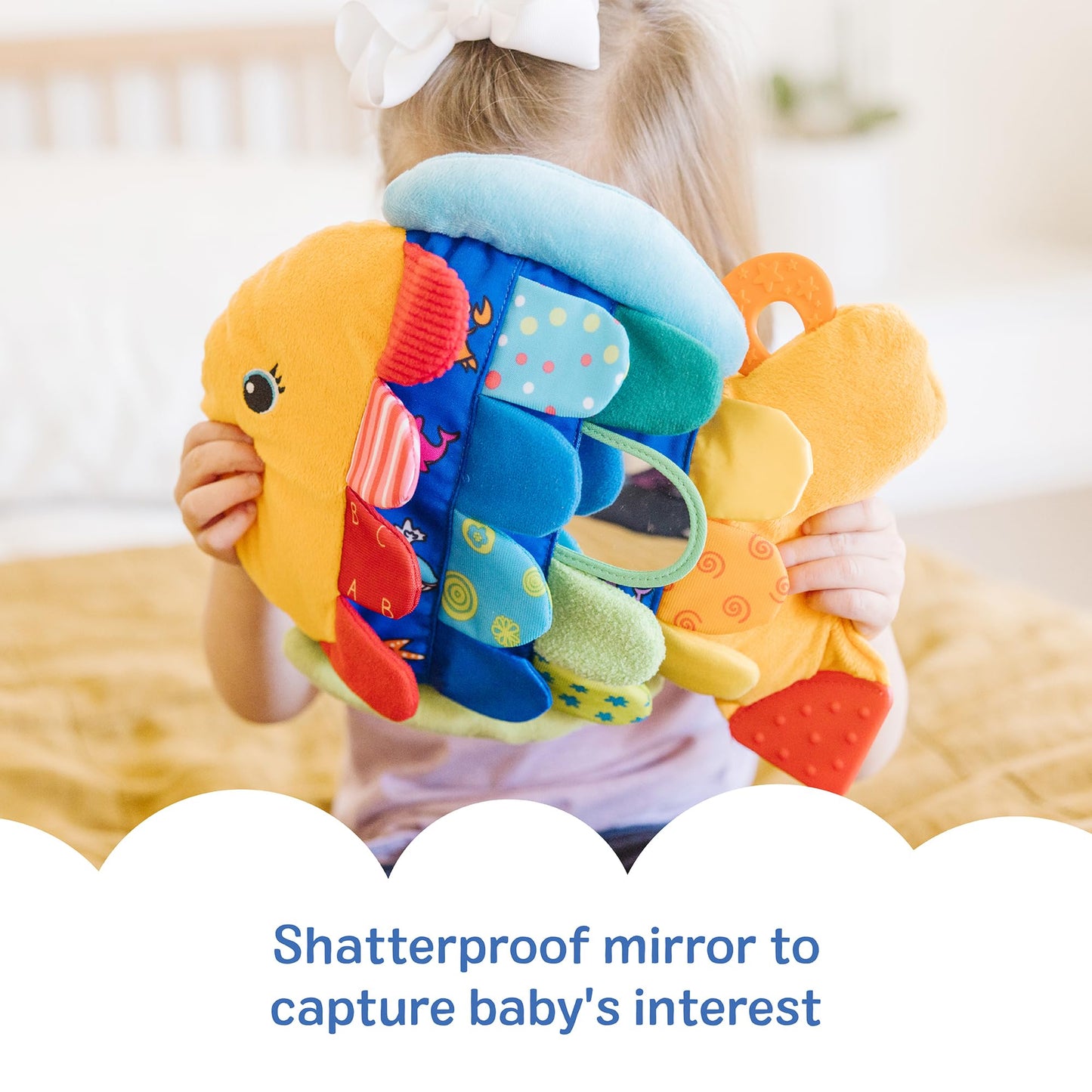 Melissa & Doug K’s Kids, Flip Fish Stuffed Animal, Soft Baby Book, Multi-Textured Squeaking &
