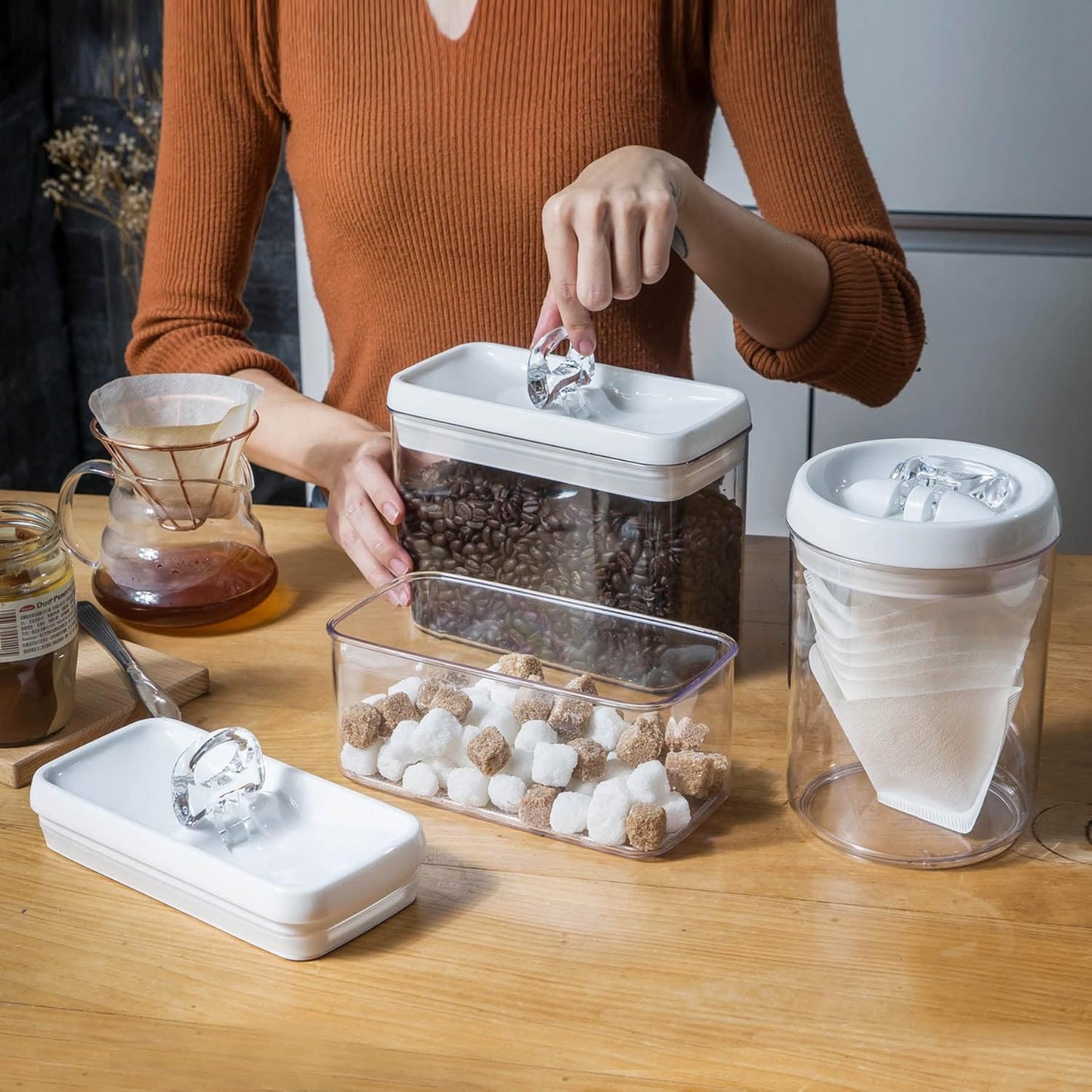 Felli Flip Tite Storage Container with 4 Inch Lid SQUARE & RECTANGLE, Air Tight Ring Seal Top Clear