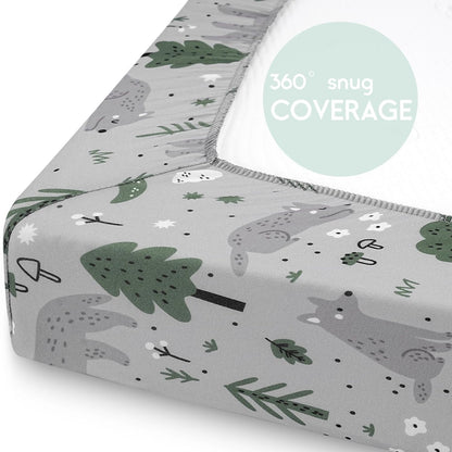Yoofoss Pack and Play Sheets Fitted, Mini Crib Sheets 2-Pack for Pack N Play Mattress, Stretchy