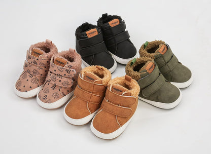 SOFMUO Baby Boys Girls High Top Ankle PU Leather Sneakers Soft Rubber Sole Infant Moccasins Newborn Oxford Loafers Anti-Slip Toddler Wedding Uniform Dress Shoes