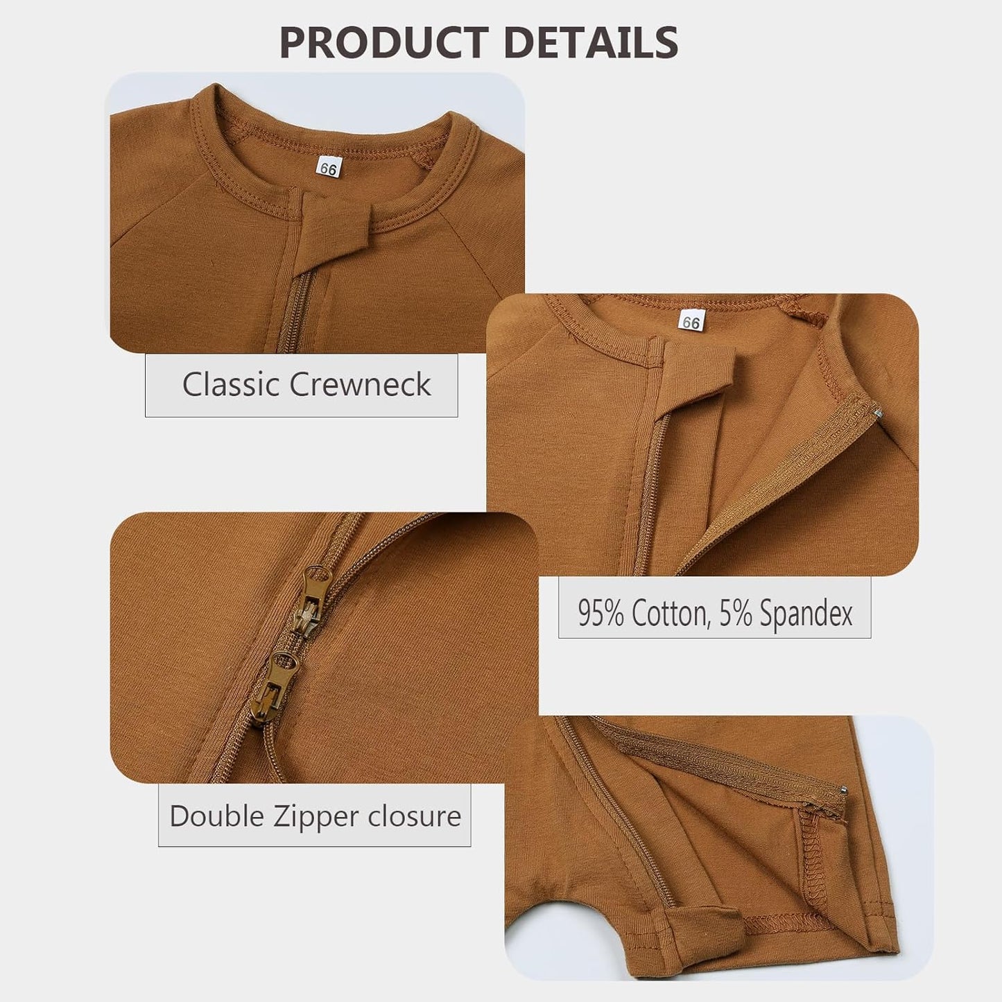 Feidoog Baby Boys 2Pack Rompers Summer Short Sleeve 2 Way Zipper One-Piece Romper Jumpsuit Sleep and Play