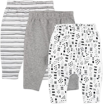 HonestBaby Multipack Harem Pants Roomy Fit Pull on Bottoms 100% Organic Cotton for Infant Baby Boys, Girls, Unisex