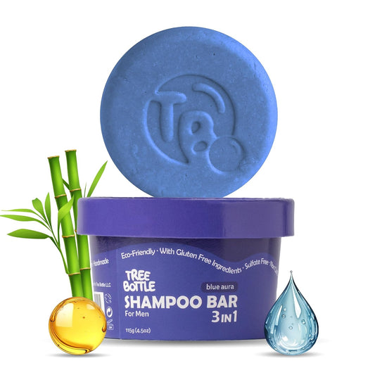 Tree Bottle Argan Oil + Bamboo Extract 3-in-1 Shampoo Bar for Men - For Hair, Beard & Body - Deep