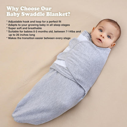 Bublo Baby Swaddles for Newborns – 3-Pack Infant Swaddles 0-3 Months – Adjustable Swaddle Sleep