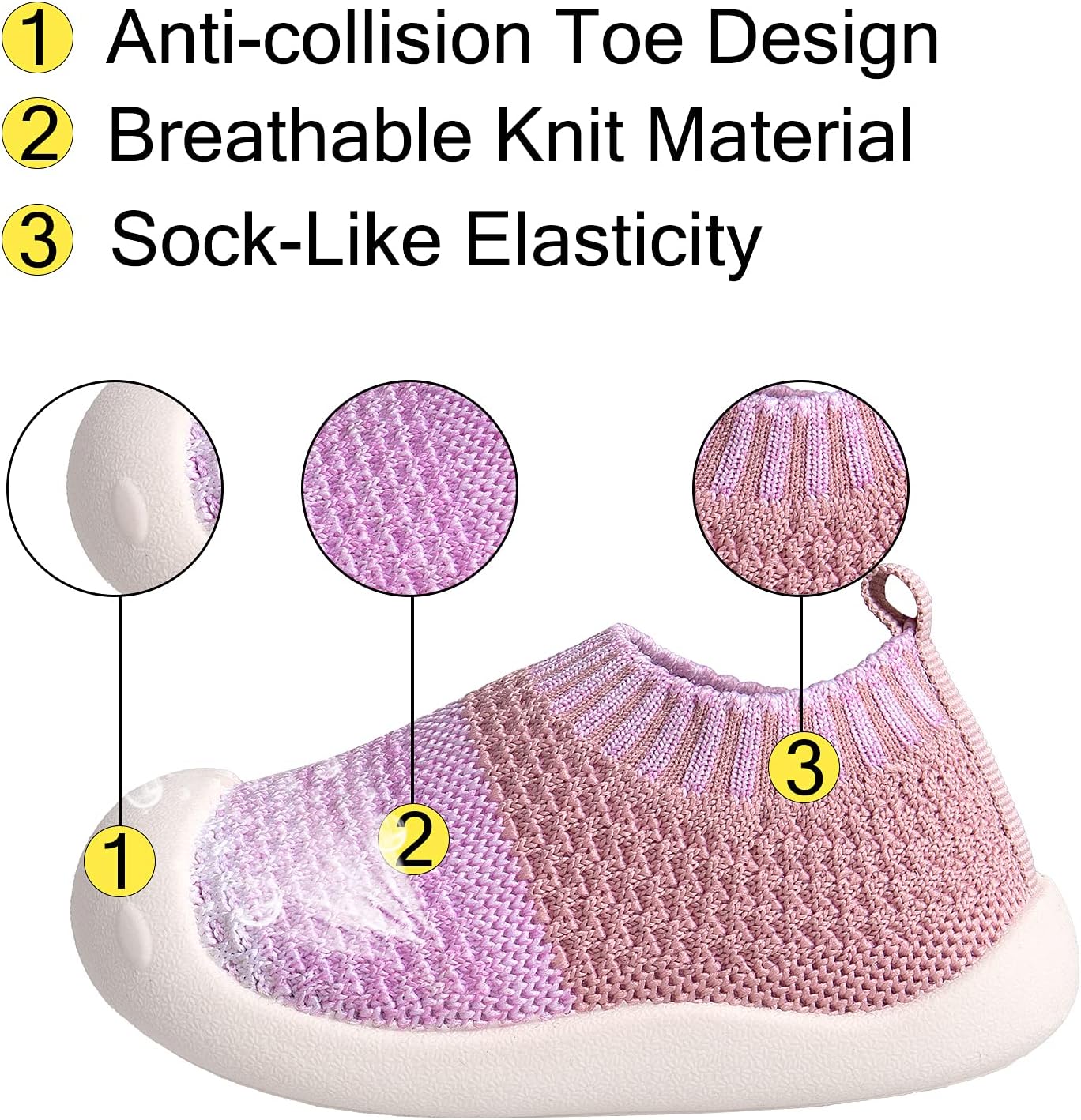 Baby First-Walking Shoes 1-4 Years Kid Shoes Trainers Toddler Infant Boys Girls Soft Sole Non Slip Cotton Canvas Mesh Breathable Lightweight TPR Material Slip-on Sneakers Outdoor