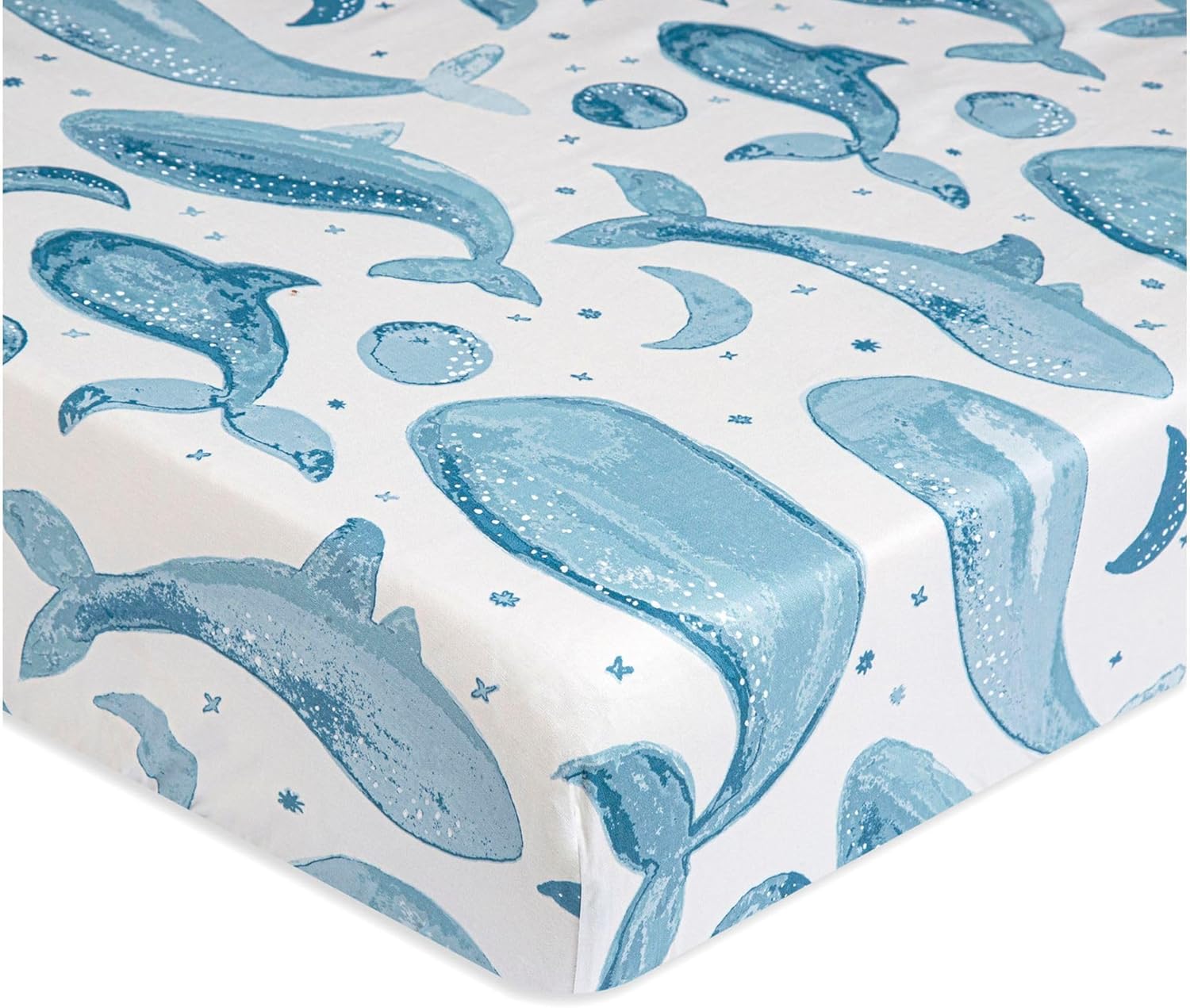 Crane Baby Ocean Crib Sheet, 100% Cotton Fitted Sheet, 28" x 52", Crib Sheets for Boys, Toddler Bed