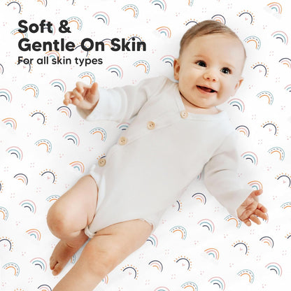 2-Pack Mini Crib Sheets Fitted - 38x26 Pack N Play Sheets for Pack and Play Mattress, Organic
