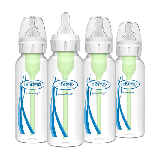 Dr. Brown's Natural Flow Anti-Colic Options+ Narrow Baby Bottle, 8 oz/250 mL, with Level 1 Slow
