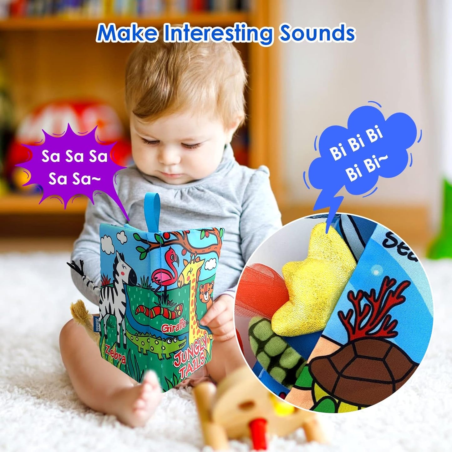 Baby Cloth Books 2PCS High Contrast Sensory Crinkle Book for Babies Tummy Time Early Learning Infant Toys for 0-18 Months