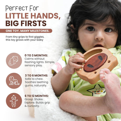 100% Wooden Baby Toy | No Paint, No Plastic | Eco-Friendly Rattle for 0–6 Months
