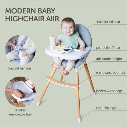 Convertible High Chair for Babies, Toddlers, Kids & Children - Wooden Highchair with Adjustable