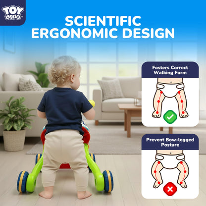 TOY Life 3-in-1 Baby Push Walker & Activity Center, 12+ Months, Red