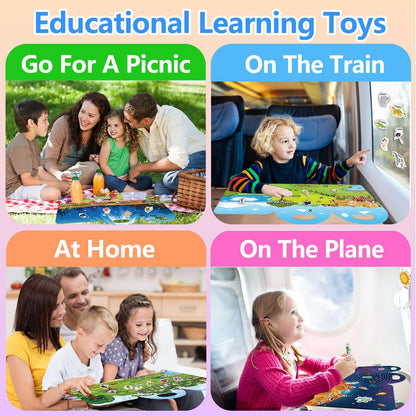 Reusable Sticker Books for Toddlers 1-3, Stickers for Toddlers 2-4 Years, Animal Stickers for Kids, Airplane Travel Essentials for Kids