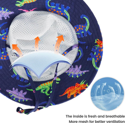 Baby Sun Hat 0-6 Years Toddler Boys Girls Adjustable Bucket Hats Kids Bucket Hats UPF 50+ Wide Brim Beach Swim Pool