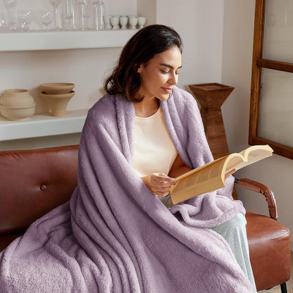 Exclusivo Mezcla King Size Flannel Fleece Blanket, Super Soft Velvet Plush Bed Blanket, Fuzzy Cozy and Warm for All Seasons, 90x104 Inches, Grayish Purple