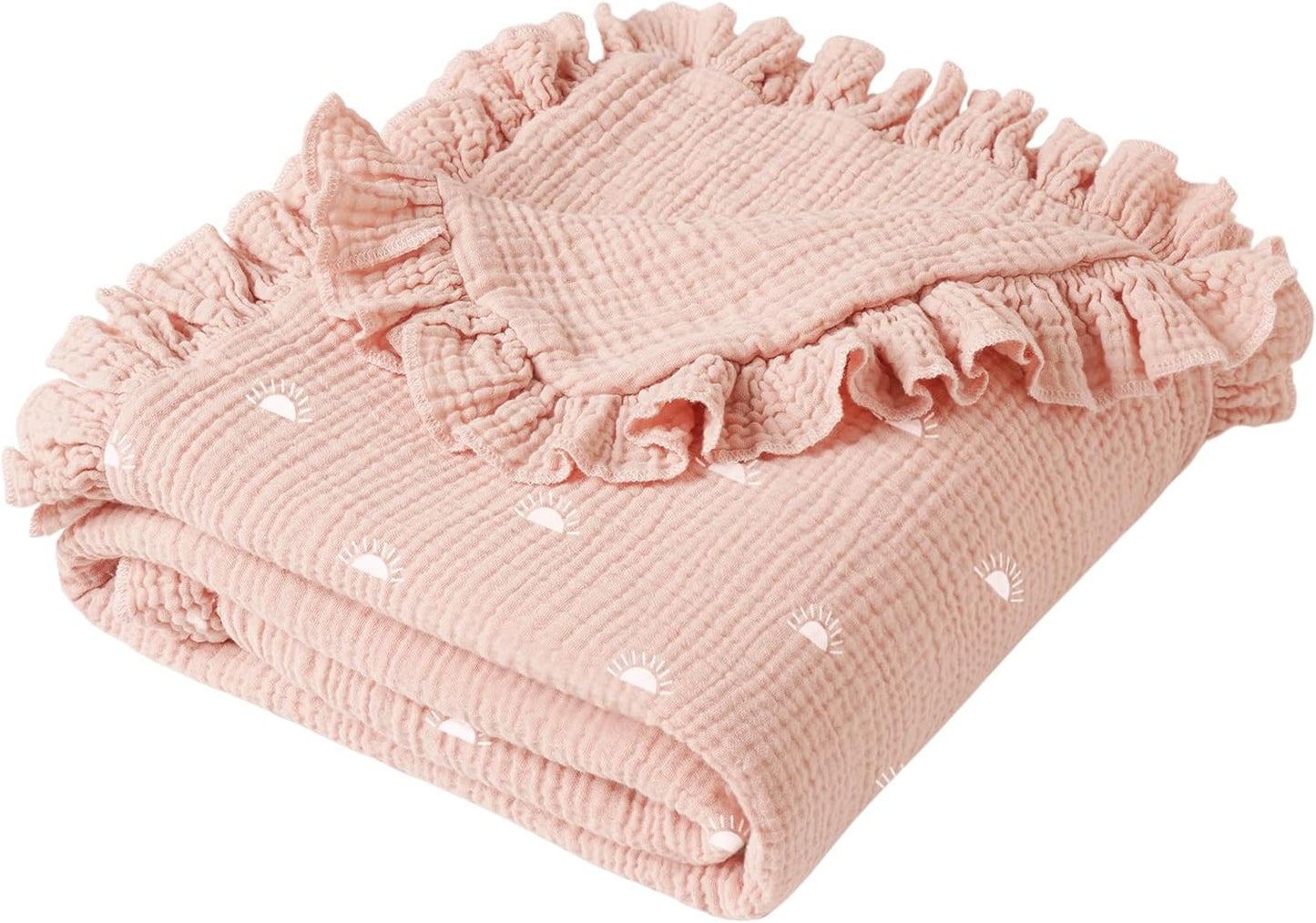 Konssy Flounce Muslin Baby Blankets, Cotton Crib Blanket for Baby Infant Toddler, Super Soft and