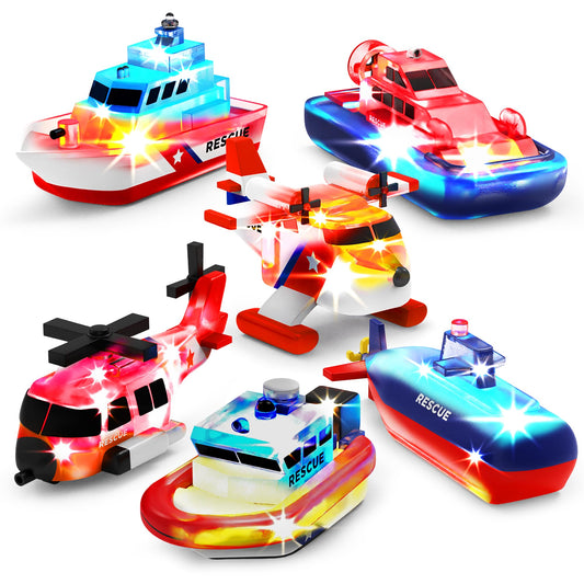 Tub Works® Ocean Rescue™ Vehicles Light Up Bath Toys, 6 Pack | Water-Activated Light Up Toys Flash