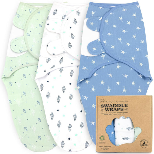 Bublo Baby Swaddles for Newborns – 3-Pack Infant Swaddles 0-3 Months – Adjustable Newborn Swaddle