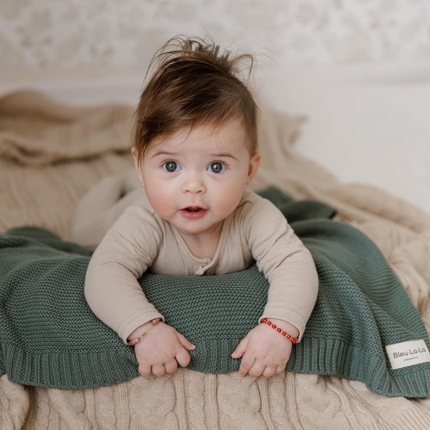 Signature Knit Organic Swaddle Blanket for Girls - 100% Soft Luxury Cotton Knit Receving Swaddler