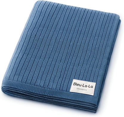 Organic Ribbed Swaddle Blanket for Boys & Girls - 100% Luxury Organic Soft Cotton Knit Warm Cozy